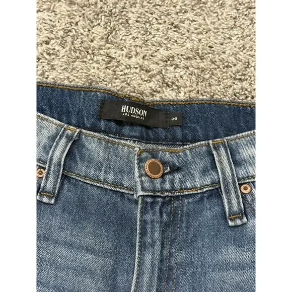 Hudson Jessi Boyfriend Jeans Womens 26 Cropped Distressed Blue NWT - Picture 11 of 14